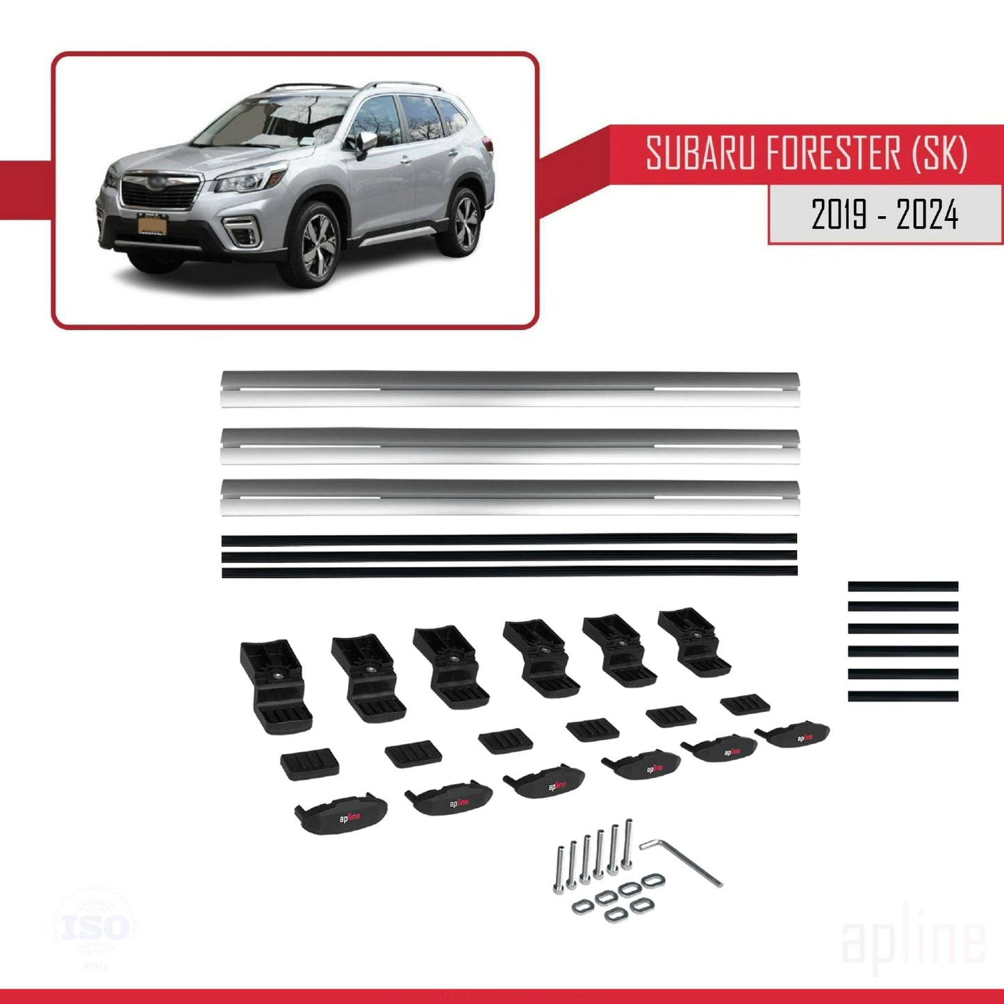 Compatibile con Subaru Forester 5 (SK) 2019-2024 BASIC Model Barre Tetto Portapacchi Auto Barre Portatutto Grigo Alluminio 3 Barre