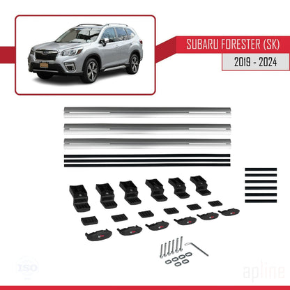 Compatibile con Subaru Forester 5 (SK) 2019-2024 BASIC Model Barre Tetto Portapacchi Auto Barre Portatutto Grigo Alluminio 3 Barre