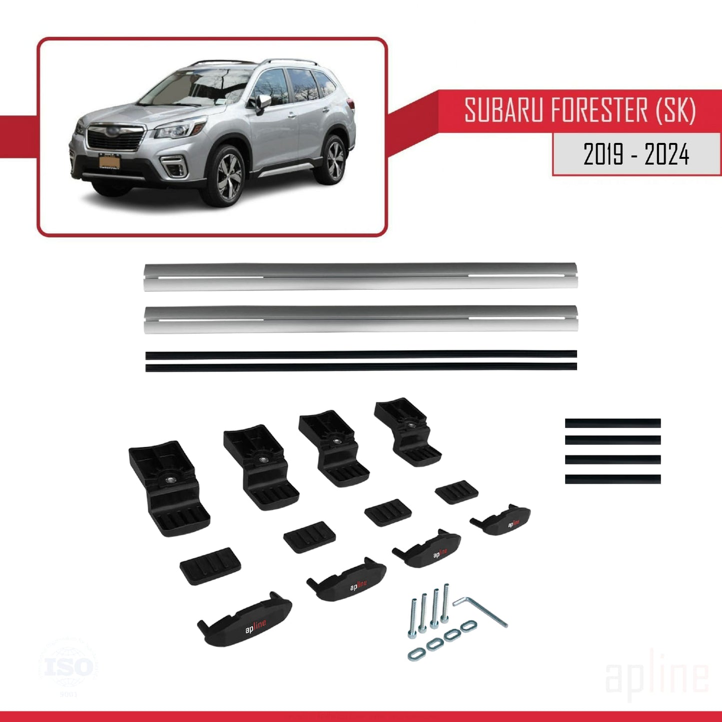 Compatible con Subaru Forester 5 (SK) 2019-2024 BASIC Model Barras de Techo Auto Portaequipajes Barras Transversales Gris Aluminio 2 Barras