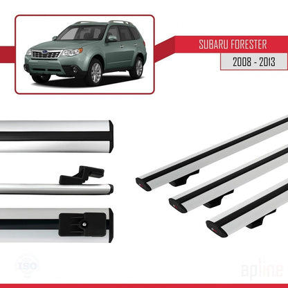 Compatibile con Subaru Forester 3 (SH) 2008-2013 BASIC Model Barre Tetto Portapacchi Auto Barre Portatutto Grigo Alluminio 3 Barre