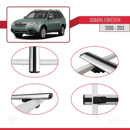 Compatibile con Subaru Forester 3 (SH) 2008-2013 BASIC Model Barre Tetto Portapacchi Auto Barre Portatutto Grigo Alluminio 3 Barre