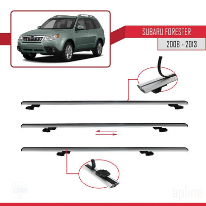 Compatibile con Subaru Forester 3 (SH) 2008-2013 BASIC Model Barre Tetto Portapacchi Auto Barre Portatutto Grigo Alluminio 3 Barre