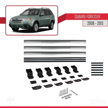 Compatibile con Subaru Forester 3 (SH) 2008-2013 BASIC Model Barre Tetto Portapacchi Auto Barre Portatutto Grigo Alluminio 3 Barre