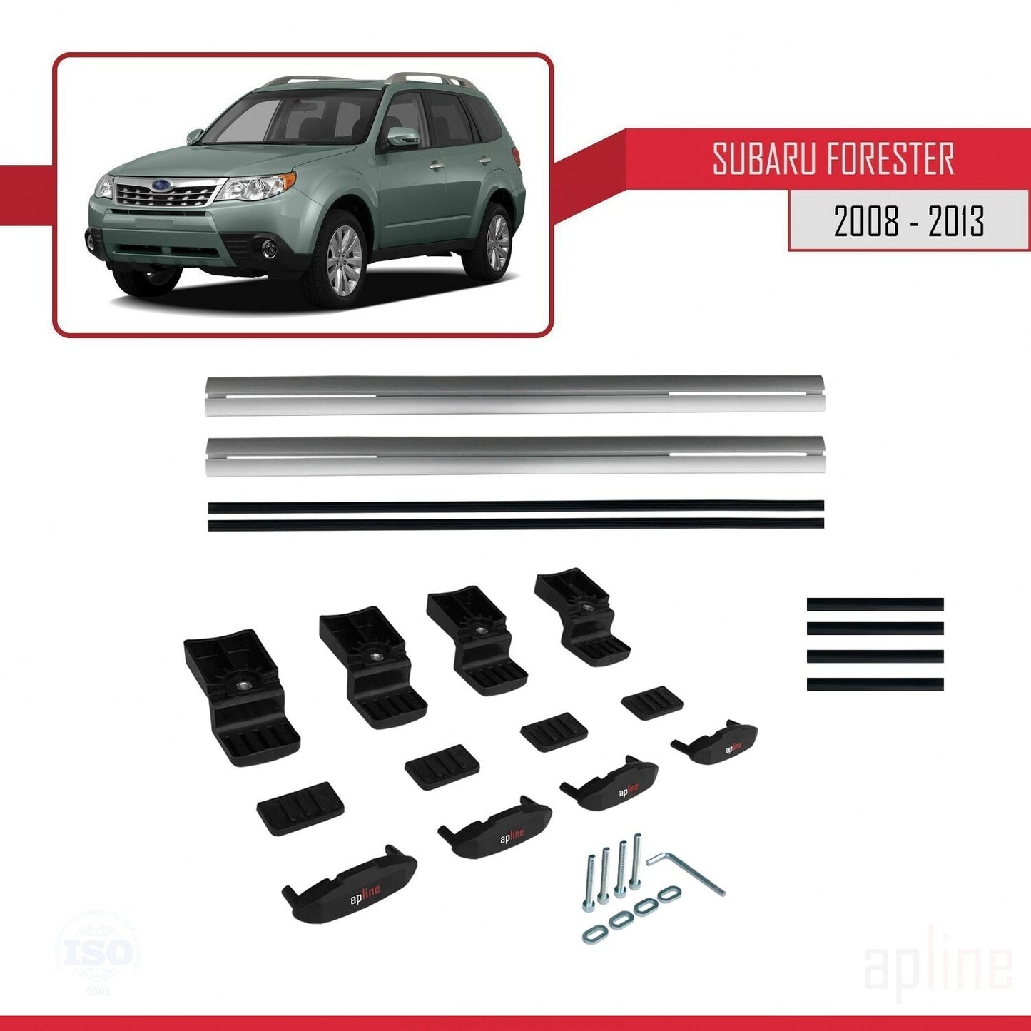 Compatibile con Subaru Forester 3 (SH) 2008-2013 BASIC Model Barre Tetto Portapacchi Auto Barre Portatutto Grigo Alluminio 2 Barre