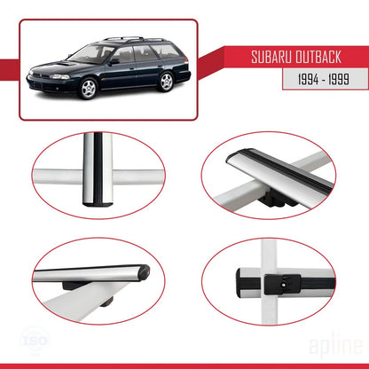 Compatible avec Subaru Outback 1994-1999 BASIC Model Barres de Toit Railing Porte-Bagages de Voiture Gris Aluminium 2 Barres