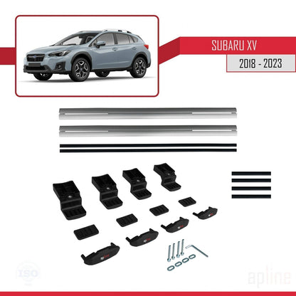 BASIC Model Dakdrager bagagedrager compatibel met Subaru XV 2 2018-2023 Spoorstaven Grijs Aluminium 2 Staven