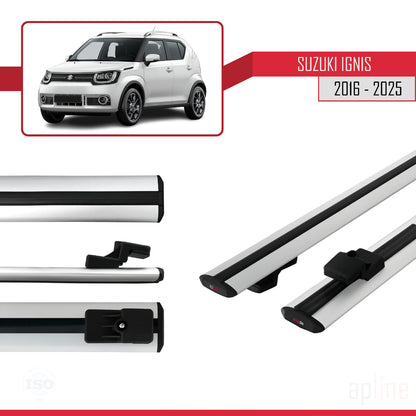 Compatible avec Suzuki Ignıs 2016-2025 BASIC Model Barres de Toit Railing Porte-Bagages de Voiture Gris Aluminium 2 Barres