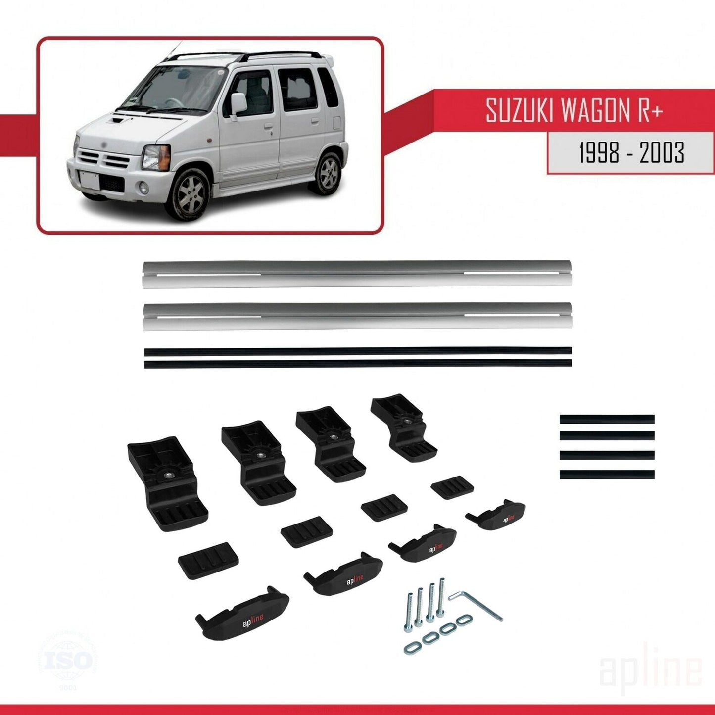 Kompatibel mit Suzuki Wagon R+ 1998-2003 BASIC Model Relingträger Dachträger Auto Gepäckträger Grau Aluminium 2 Stangen