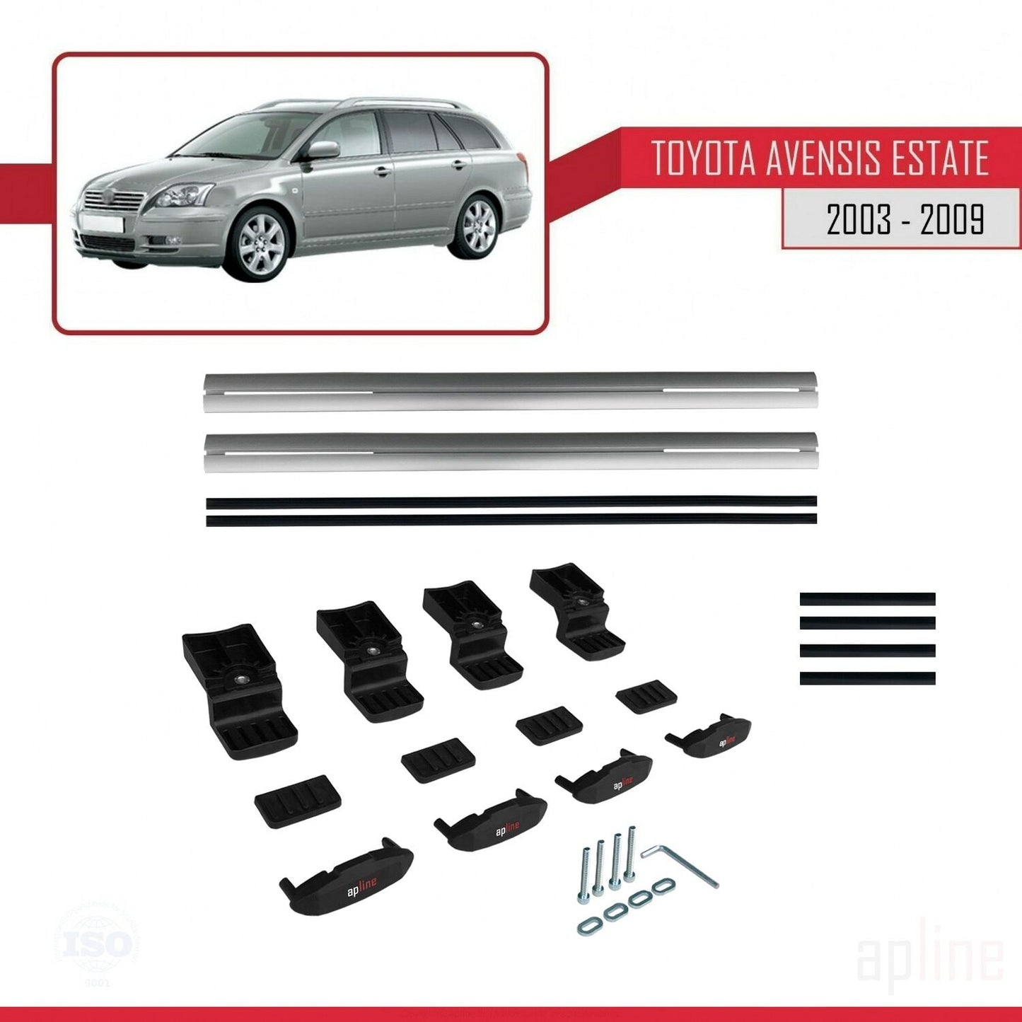 Compatible avec Toyota Avensis Break 2003-2009 BASIC Model Barres de Toit Railing Porte-Bagages de Voiture Gris Aluminium 2 Barres