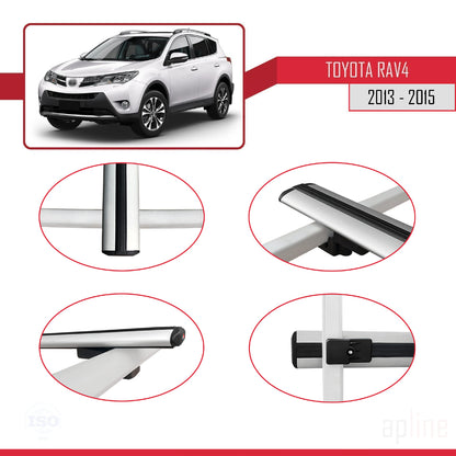 Compatible avec Toyota RAV4 IV (XA40) Pre-Facelift 2013-2015 BASIC Model Barres de Toit Railing Porte-Bagages de Voiture Gris Aluminium 3 Barres