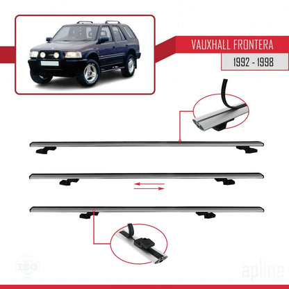 Compatible avec Vauxhall Frontera 1992-1998 BASIC Model Barres de Toit Railing Porte-Bagages de Voiture Gris Aluminium 2 Barres