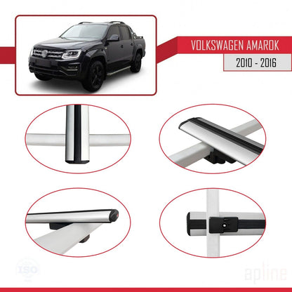 Compatible con Volkswagen Amarok (2F) Pre-Facelift 2010-2016 BASIC Model Barras de Techo Auto Portaequipajes Barras Transversales Gris Aluminio 3 Barras
