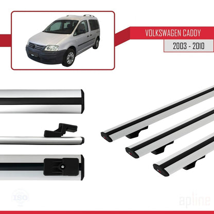 Compatibile con Volkswagen Caddy 3 (2K) 2003-2010 BASIC Model Barre Tetto Portapacchi Auto Barre Portatutto Grigo Alluminio 3 Barre