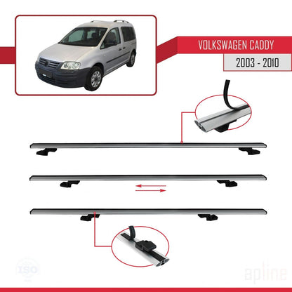 Compatibile con Volkswagen Caddy 3 (2K) 2003-2010 BASIC Model Barre Tetto Portapacchi Auto Barre Portatutto Grigo Alluminio 3 Barre