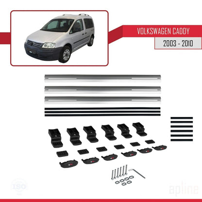 Compatibile con Volkswagen Caddy 3 (2K) 2003-2010 BASIC Model Barre Tetto Portapacchi Auto Barre Portatutto Grigo Alluminio 3 Barre