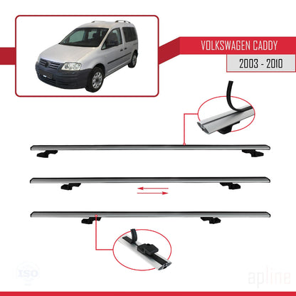 Compatibile con Volkswagen Caddy 3 (2K) 2003-2010 BASIC Model Barre Tetto Portapacchi Auto Barre Portatutto Grigo Alluminio 4 Barre