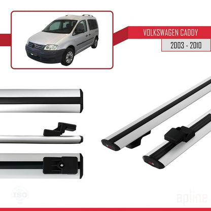 Compatibile con Volkswagen Caddy 3 (2K) 2003-2010 BASIC Model Barre Tetto Portapacchi Auto Barre Portatutto Grigo Alluminio 2 Barre