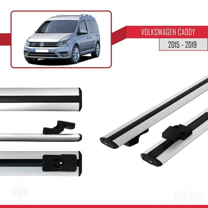 Compatible avec Volkswagen Caddy 3 (SA) 2015-2019 BASIC Model Barres de Toit Railing Porte-Bagages de Voiture Gris Aluminium 2 Barres