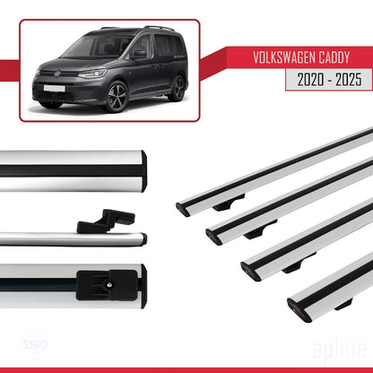 Compatibile con Volkswagen Caddy 4 (SB) 2020-2025 BASIC Model Barre Tetto Portapacchi Auto Barre Portatutto Grigo Alluminio 4 Barre
