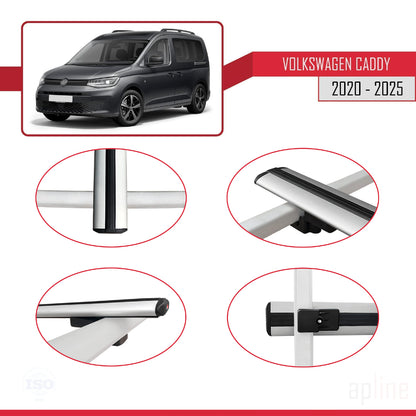Compatibile con Volkswagen Caddy 4 (SB) 2020-2025 BASIC Model Barre Tetto Portapacchi Auto Barre Portatutto Grigo Alluminio 4 Barre
