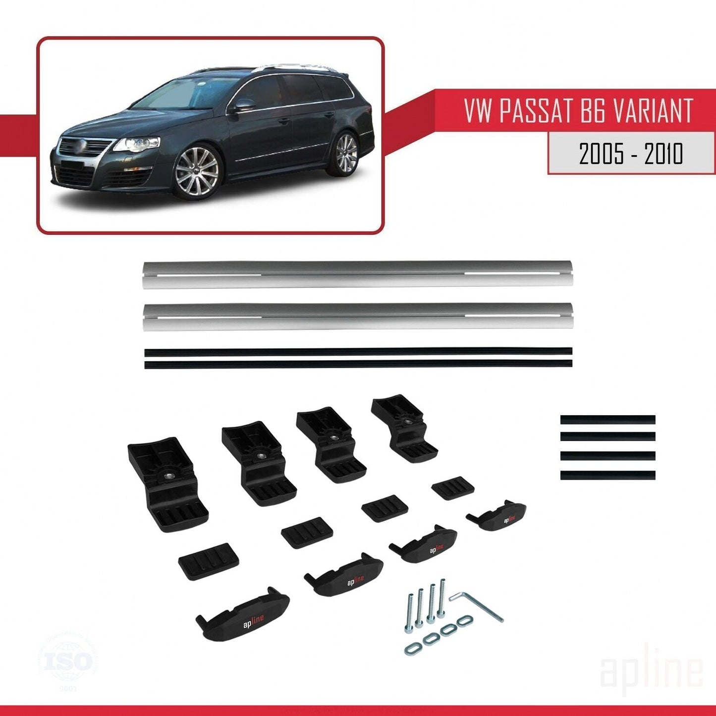 Compatibile con Volkswagen Passat B6 (3C) Variant 2005-2010 BASIC Model Barre Tetto Portapacchi Auto Barre Portatutto Grigo Alluminio 2 Barre