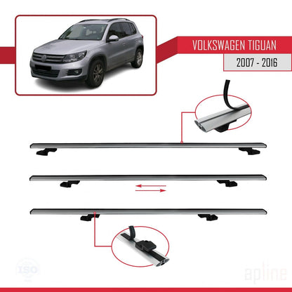 Compatibile con Volkswagen Tiguan (5N) 2007-2016 BASIC Model Barre Tetto Portapacchi Auto Barre Portatutto Grigo Alluminio 3 Barre