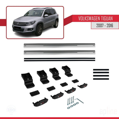 Compatibile con Volkswagen Tiguan (5N) 2007-2016 BASIC Model Barre Tetto Portapacchi Auto Barre Portatutto Grigo Alluminio 3 Barre