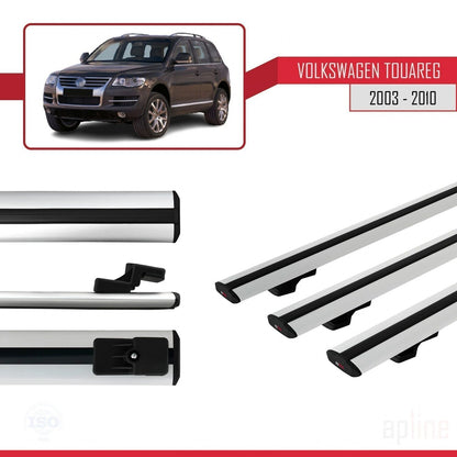 Compatibile con Volkswagen Touareg (7L) 2002-2010 BASIC Model Barre Tetto Portapacchi Auto Barre Portatutto Grigo Alluminio 3 Barre