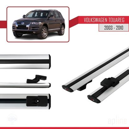 Compatibile con Volkswagen Touareg (7L) 2002-2010 BASIC Model Barre Tetto Portapacchi Auto Barre Portatutto Grigo Alluminio 3 Barre