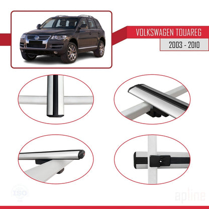 Compatibile con Volkswagen Touareg (7L) 2002-2010 BASIC Model Barre Tetto Portapacchi Auto Barre Portatutto Grigo Alluminio 3 Barre
