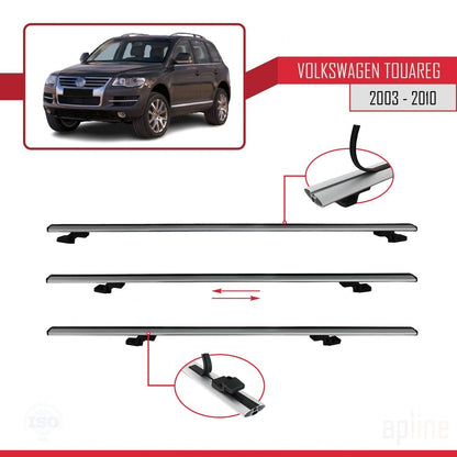 Compatibile con Volkswagen Touareg (7L) 2002-2010 BASIC Model Barre Tetto Portapacchi Auto Barre Portatutto Grigo Alluminio 3 Barre