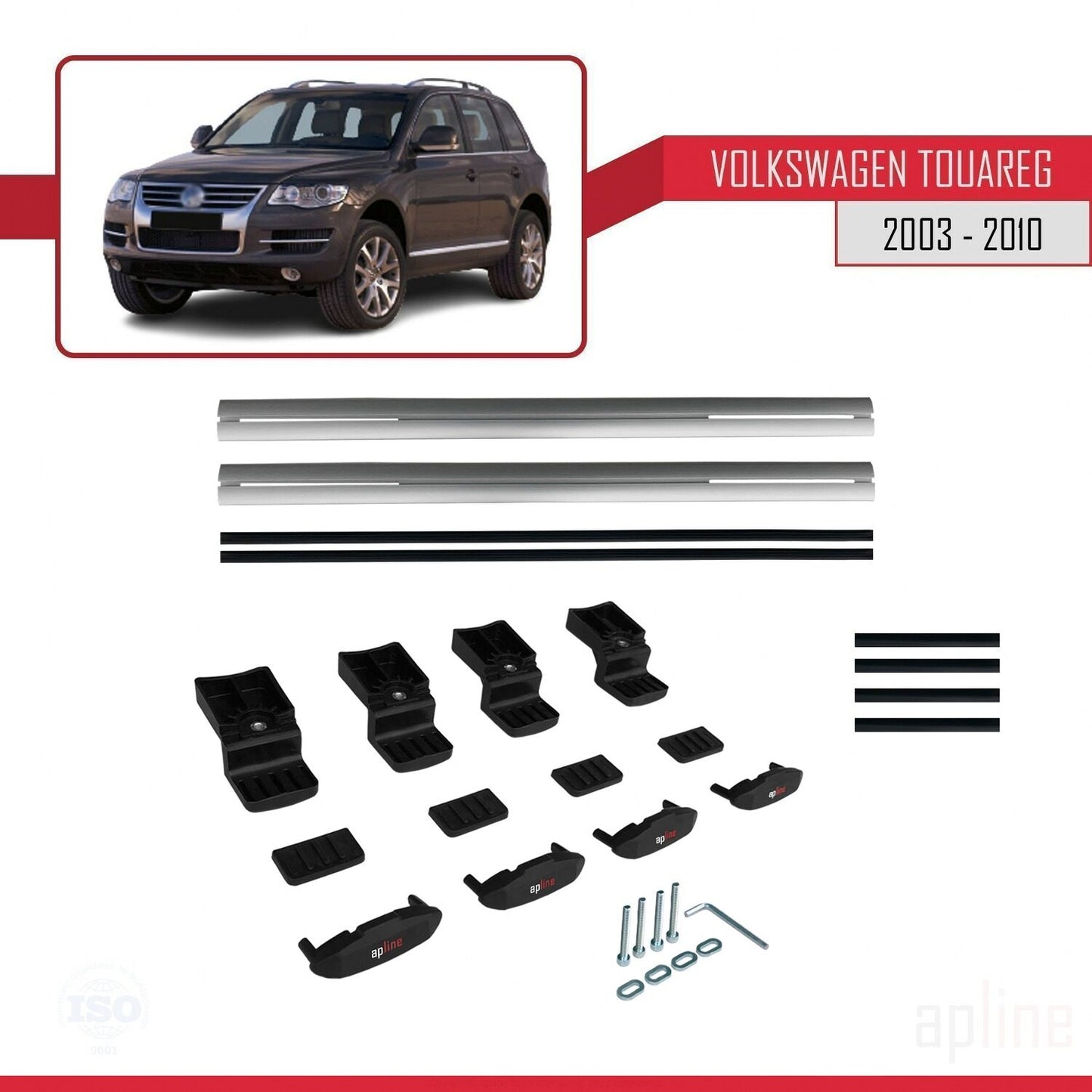 Compatibile con Volkswagen Touareg (7L) 2002-2010 BASIC Model Barre Tetto Portapacchi Auto Barre Portatutto Grigo Alluminio 3 Barre