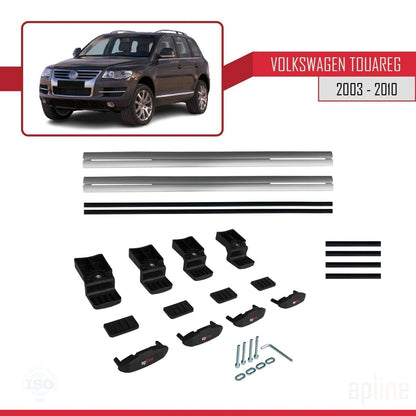 Compatibile con Volkswagen Touareg (7L) 2002-2010 BASIC Model Barre Tetto Portapacchi Auto Barre Portatutto Grigo Alluminio 3 Barre