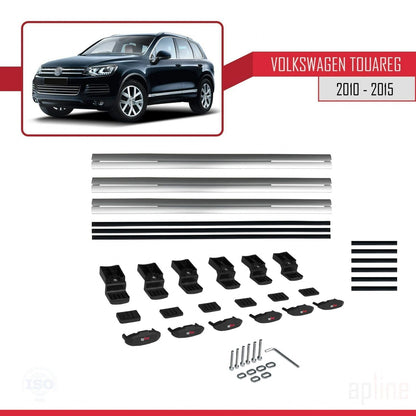 Compatibile con Volkswagen Touareg 2 (7P) Pre-Facelift 2010-2015 BASIC Model Barre Tetto Portapacchi Auto Barre Portatutto Grigo Alluminio 3 Barre