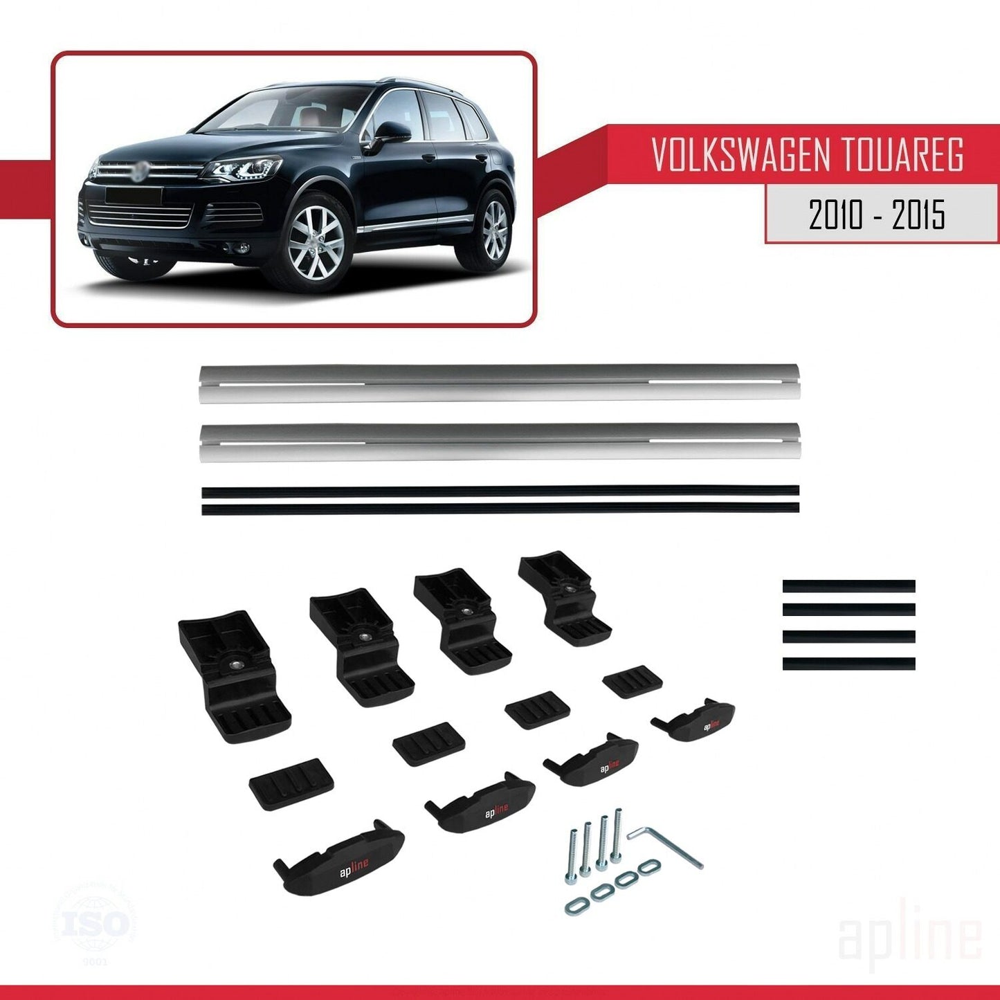 Compatibile con Volkswagen Touareg 2 (7P) Pre-Facelift 2010-2015 BASIC Model Barre Tetto Portapacchi Auto Barre Portatutto Grigo Alluminio 3 Barre