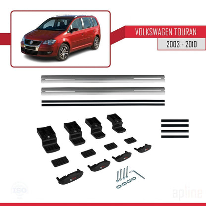 Compatible con Volkswagen Touran (1T) Pre-Facelift 2003-2010 BASIC Model Barras de Techo Auto Portaequipajes Barras Transversales Gris Aluminio 3 Barras