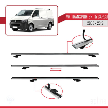 Compatible avec Volkswagen T5 Transporter 2003-2015 BASIC Model Barres de Toit Railing Porte-Bagages de Voiture Gris Aluminium 4 Barres