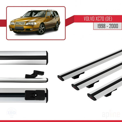 BASIC Model Dakdrager bagagedrager compatibel met Volvo XC70 1998-2000 Spoorstaven Grijs Aluminium 3 Staven