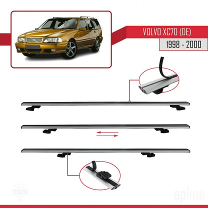 BASIC Model Dakdrager bagagedrager compatibel met Volvo XC70 1998-2000 Spoorstaven Grijs Aluminium 3 Staven
