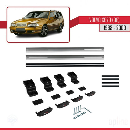 BASIC Model Dakdrager bagagedrager compatibel met Volvo XC70 1998-2000 Spoorstaven Grijs Aluminium 3 Staven