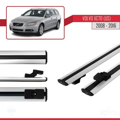 Kompatibel mit Volvo XC70 II (P24) 2008-2016 BASIC Model Relingträger Dachträger Auto Gepäckträger Grau Aluminium 3 Stangen