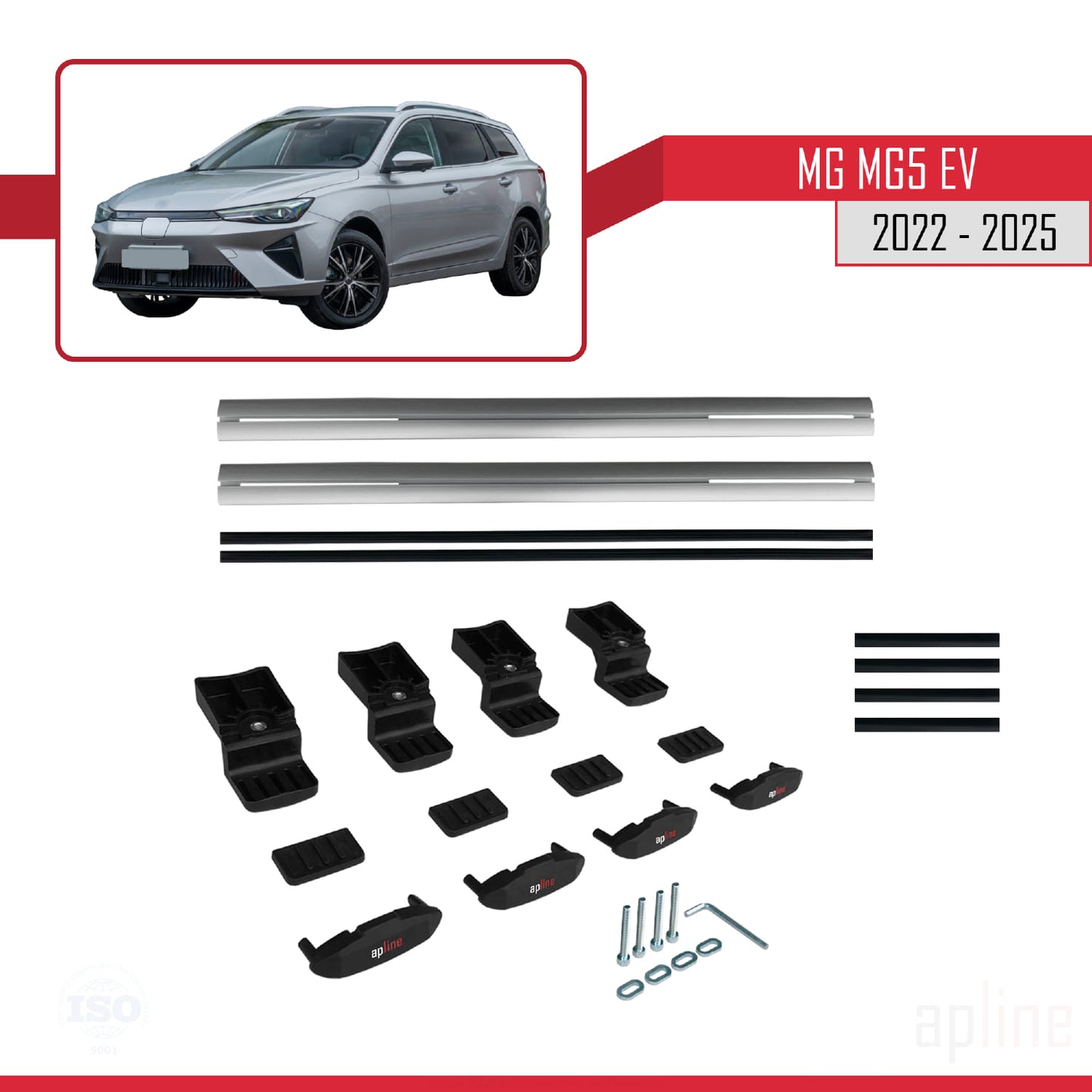 Compatible avec MG 5 EV 2022-2025 BASIC Model Barres de Toit Railing Porte-Bagages de Voiture Gris Aluminium 2 Barres