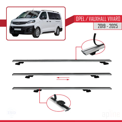 Compatible avec Opel Vivaro C 2019-2025 BASIC Model Barres de Toit Railing Porte-Bagages de Voiture Gris Aluminium 2 Barres
