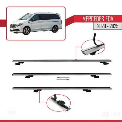 Compatible avec Mercedes EQV (W447) 2020-2025 BASIC Model Barres de Toit Railing Porte-Bagages de Voiture Gris Aluminium 2 Barres