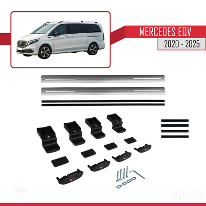 Compatible avec Mercedes EQV (W447) 2020-2025 BASIC Model Barres de Toit Railing Porte-Bagages de Voiture Gris Aluminium 2 Barres