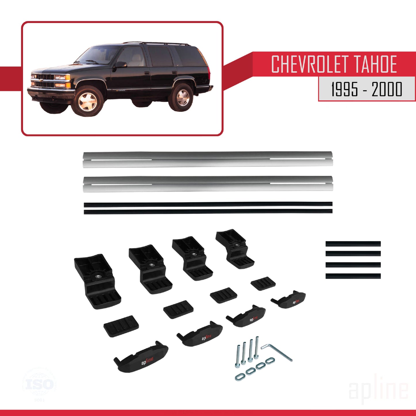 Compatible avec Chevrolet Tahoe 1995-2000 BASIC Model Barres de Toit Railing Porte-Bagages de Voiture Gris Aluminium 2 Barres