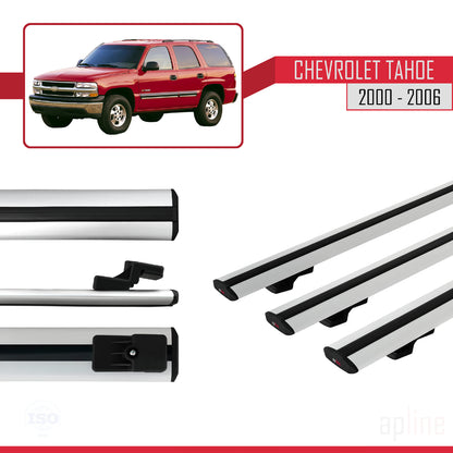 Compatible avec Chevrolet Tahoe 2000-2006 BASIC Model Barres de Toit Railing Porte-Bagages de Voiture Gris Aluminium 3 Barres