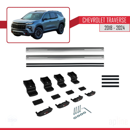 Compatibile con Chevrolet Traverse modello BASIC 2018-2024 Barre portatutto per auto Portapacchi in alluminio grigio 2 barre