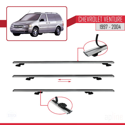 Compatible avec Chevrolet Venture 1997-2004 BASIC Model Barres de Toit Railing Porte-Bagages de Voiture Gris Aluminium 3 Barres