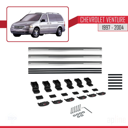 Compatible avec Chevrolet Venture 1997-2004 BASIC Model Barres de Toit Railing Porte-Bagages de Voiture Gris Aluminium 3 Barres